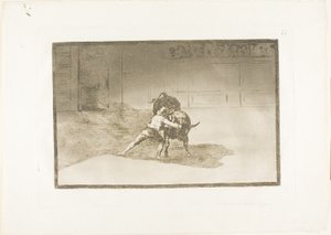 The Famous Martincho Places the Banderillas, Playing the Bull with Movement of his Body, plate 15 fra The Art of Bullfighting av Francisco Jose de Goya y Lucientes