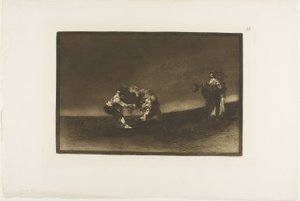 Den samme mannen kaster en okse i ringen ved Madrid, plate 16 fra The Art of Bullfighting av Francisco Jose de Goya y Lucientes