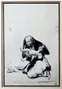 Feil kvinne Antropofagi Scene, en heks har et barn. Grå vask av Francisco Goya y Lucientes (1746-1828) Søn. 0,21x0,14 m Paris, musee du Louvre av Francisco de Goya