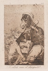 Vil eleven vite mer enn mesteren?, sent på 1700-tallet - begynnelsen av 1800-tallet (trykk) av Francisco de Goya