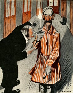 En gretten engelskmann blir assistert av et medlem av personalet på et fransk hotell, 1903