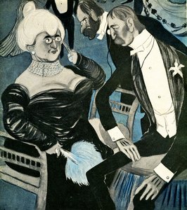 En engelsk mann som ber en fransk kvinne om å danse, 1905.