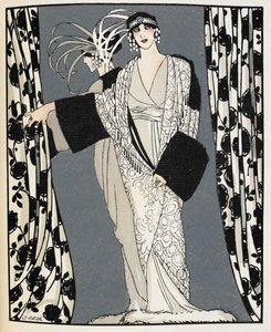 Blanc et noir. En kvinne iført et kostyme designet i 1855 av John Redfern, illustrasjon fra 