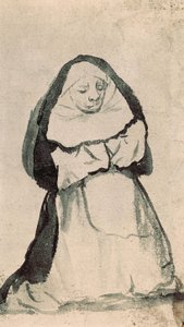 En knelende nonne i bønn, tidlig på 1800-tallet (tegning) av Francisco de Goya