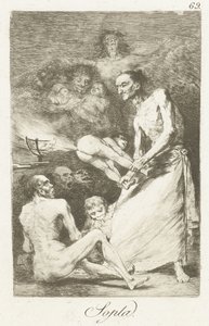 Blaas Sopla (tittel på objekt) Los Caprichos (serietittel) av Francisco de Goya