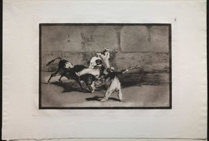 Bullfights: A Moor Catught by a Bull in the Ring, 1876. av Francisco de Goya