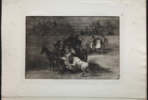 Tyrekamp: Slåss i en vogn trukket til to muldyr av Francisco de Goya