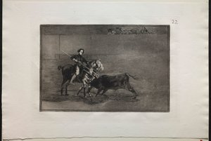 Tyrekamp: Manly Courage of the Celebrated Pajuelera in the Ring at Saragosa, 1876. av Francisco de Goya