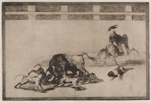 Bullfights: They Loose Dogs on the Bull, 1876. av Francisco de Goya