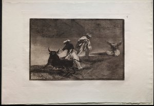 Tyrefekting: De spiller en annen med Kapp i en innhegning av Francisco de Goya
