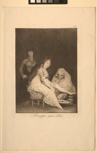 Caprichos: Hun ber for henne. av Francisco de Goya