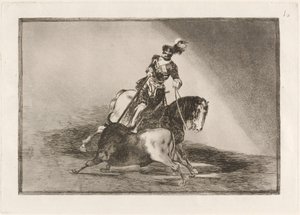 Charles V. spyder en okse på plassen i Valladolid (Charles V. spyr en okse i ringen ved Valladolid) av Francisco de Goya