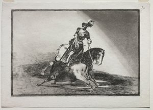 Charles V spydte en okse i ringen i Valladolid, 1815-1816. av Francisco de Goya