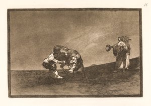 Samme mann trekker en okse over på arenaen i Madrid av Francisco de Goya