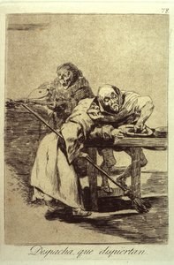 Despacha Que Dispiertan Vær rask, de våkner, plate 78 fra Los Caprichos, 1799 av Francisco de Goya
