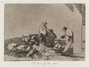 Krigskatastrofer: Pl. 58, Det nytter ikke å rope, 1810-1813. av Francisco de Goya