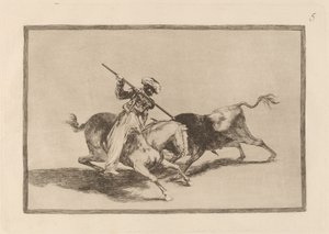 The Spirited Moor Gazul er den første som spyr okser i rekkefølge (The Spirited Moor Gazul er den første som spyd okser i henhold til regler) av Francisco de Goya