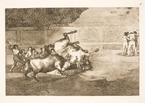 Hest kastet i bakken av en okse av Francisco de Goya