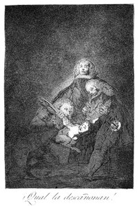 Hvordan de plukker henne!, 1799 av Francisco de Goya