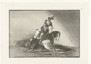 Keiser Charles V kjemper mot en okse Carlos V. lanceando un toro en la plaza de Valladolid Tyrefekting (serietittel) La Tauromaquia (serietittel) av Francisco de Goya