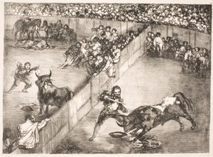 "La Division de la Place" [tyrekamp i delt arena] av Francisco de Goya