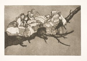 Latterlig dårskap (å gå mellom grenene / snakke gjennom hatten) av Francisco de Goya