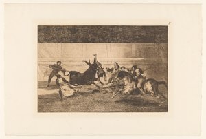 Mann spiddet på et oksehorn Mort de Pepe Illo Tyrefekter (serietittel) La Taureaumachie (serietittel) La Tauromaquia (serietittel) av Francisco de Goya