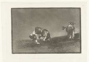 Martincho griper en okse ved hornet El mismo vuelco en toro en la plaza de Madrid Tyrefekting (serietittel) La Tauromaquia (serietittel) av Francisco de Goya