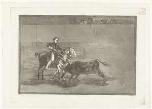 Bøttepose i sand van Zaragosa Mandig verdi av den berømte Pajuelera i Zaragoza Tyrefekting (serietittel) Stierenvechten (serietittel) av Francisco de Goya