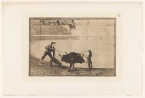 Pedro Romera Martínez doodt en stier Pedro Romero dreper en stående okse Stierengevechten (serietittel) La Taureamachie (serietittel) Tyrefekting (serietittel) av Francisco de Goya