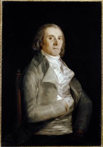 Portrett av Don Andres del Peral (aktiv 1770-1820) malerdekoratør - Olje på tre av Francisco de Goya