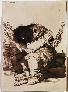 Fangekjede sitter. (Forberedende tegning av Francisco de Goya
