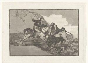 Stierenjacht te paard Hvordan de gamle spanjolene jaktet oksene på hesteryggen i marka Stierenvechten (serietittel) Tyrefekting (serietittel) av Francisco de Goya