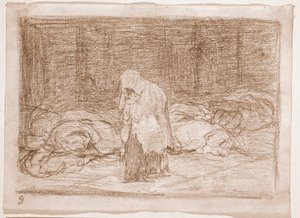 The Disasters of War: Mortuary beds (forberedende tegning av Francisco de Goya
