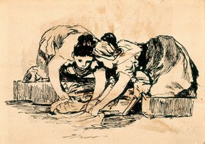 The Washerwomen, slutten av 1700-begynnelsen av 1800-tallet (tegning) av Francisco de Goya