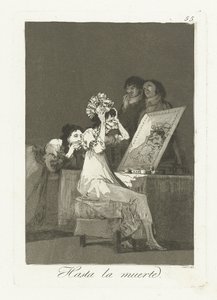 Tot aan de dood Inntil døden (tittel på objekt) Los Caprichos (serietittel) av Francisco de Goya