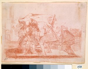 War Destres: "" Dette er ikke mindre"" Antiklerisk trykk på kulten av hellige ikoner. Forberedelsestegning med rød blyant for etsning av Francisco de Goya y Lucientes (1746-1828). 1810-1812. Madrid. Prado-museet av Francisco de Goya