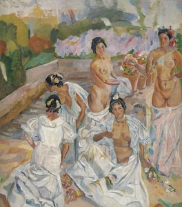 The Bath (Sevilla) - Iturrino, Francisco (1864-1924) - ca. 1908 - Olje på lerret - 200x174 - Carmen Thyssen Museum, Malaga av Francisco de Iturrino