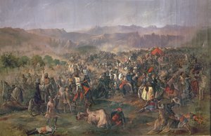 Slaget ved Las Navas de Tolosa der kongene av Castilla beseiret Almohadene i 1212 (olje på lerret) av Francisco de Paula van Halen