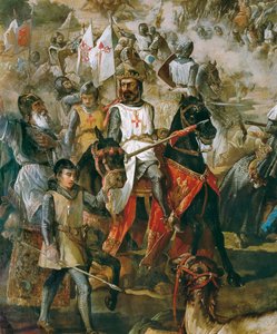 Gjenerobring av Spania: Slaget ved Las Navas de Tolosa 16.07.1212 mellom den kristne hæren og den mauriske hæren. Detalj som representerer kong Alfonso VIII. Maleri av Francisco de Paula Van Halen (1810-1887). 1864.Madrid. Senatets palass. av Francisco de Paula van Halen
