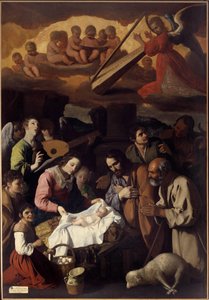 Tilbedelse av Shepherds-maleriet av Francisco de Zurbaran (1598-1664) 1600-tallets søn. 2,67 x 1,85 m. Grenoble. Museum of Fine Arts av Francisco de Zurbaran