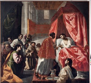 Siste nattverd av St Bonaventure (olje på lerret av Francisco de Zurbaran