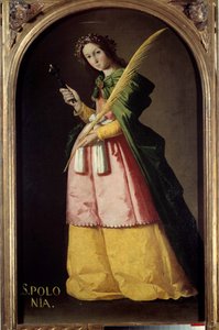 Portrett ved foten av den hellige Apollo (eller Apollonia) Maleri av Francisco de Zurbaran (1598-1664) 1600-tallets søn. 1,34 X 0,67 m. av Francisco de Zurbaran