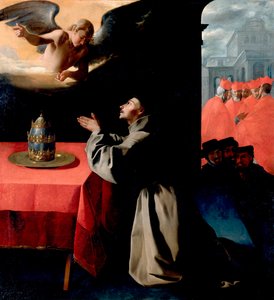 "" Saint Bonaventure (Giovanni di Fidanza, kalt Dr. Seraphique, St. Bonaventure) (1221-1274) i bønn "" Maleri av Francisco de Zurbaran (1598-1664) 1629 Søn 239x222 cm Gemaldegallerie, Dresden Tyskland av Francisco de Zurbaran