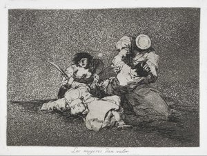 Kvinnene gir mot (Las mugeres dan valor) fra serien The Disasters of War (Los Desastres d ... av Francisco de Goya