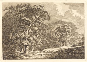Skog med reisende ved en vei av Franciscus A. Milatz
