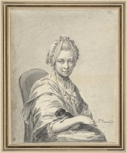 Portrett av en ung kvinne med en hund av Franciscus Xaverius Xavery