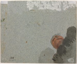 Studie av et hode sett nedenfra, tredje kvartal 1600-tallet.