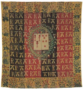 Armorial mille-fleurs billedvev som viser våpnene til Robert Chabot og Antoinette d"Illiers, ca. 1503