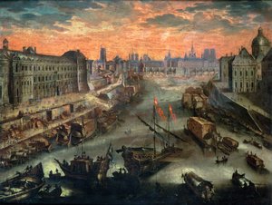 Utsikt over Paris fra Pont Royal av Franco Flemish School